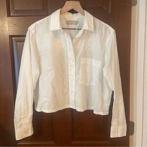 Everlane Silky Cotton Cropped Shirt - White - M